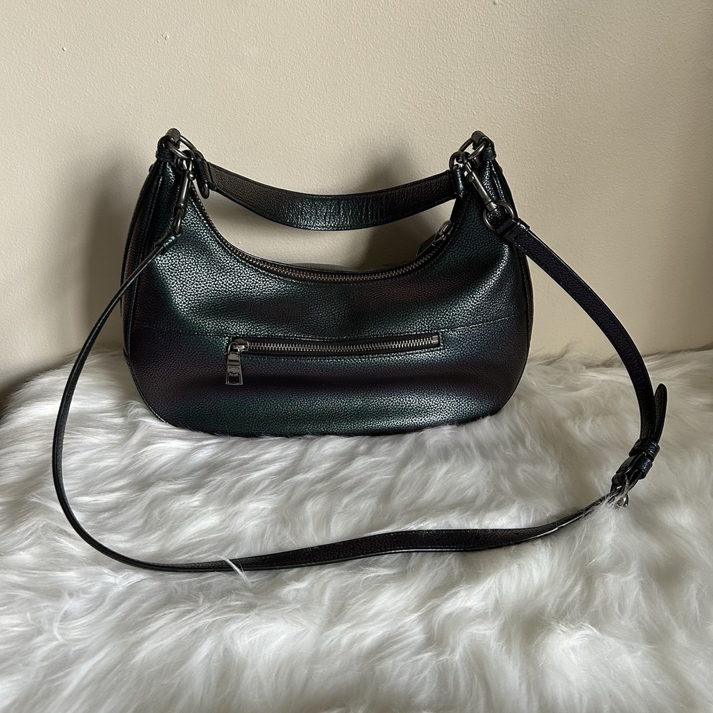 Coach Harley Iridescent Green Purple Pebbled Leather Shoulder Bag Excellent - Picture 5 of 11